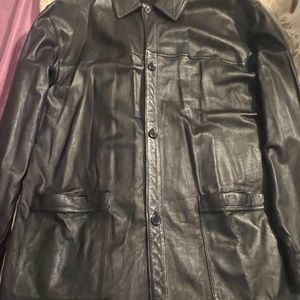 Bernini italy men’s over coat- fine leather on one side and suede on the other-